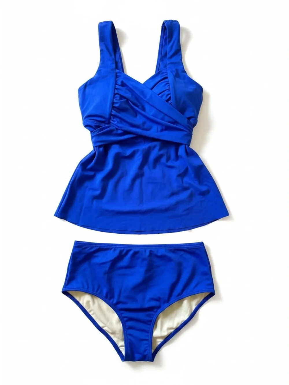 Kim Gravel x Swimsuits For All Sweetheart Wrap Tankini Set Blue Size 10 NWT